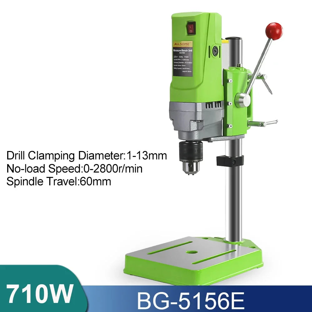 Allsome mini bench drill drilling machine variable speed chuck 1-16mm for diy wood metal electric tools - bg-5156e