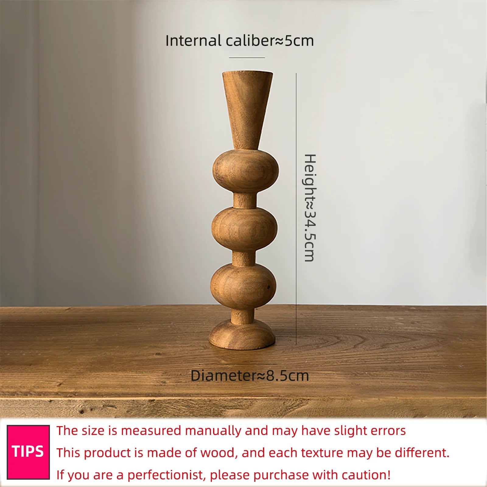 Walnut geometric ring candle holder ornament hotel natural wood color scented home decoration accessories centre