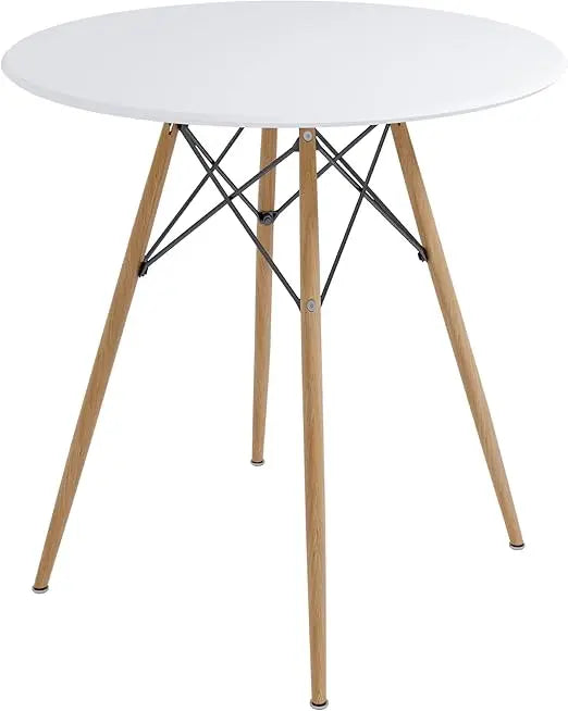 31 inch round dining table – small mid-century modern kitchen for 2-4 people made with real beech wood legs whit