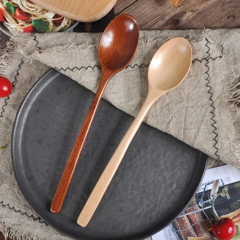 1pc wooden spoon tableware kitchen cooking utensil tools soup tea catering tool coffee teaspoon honey