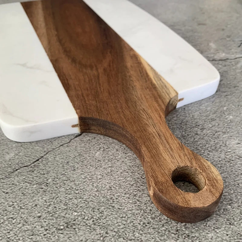 Acacia wood marble cutting board charcuterie party plate cheese kitchen restaurants stone splice - 1 pcs / ship with 24h