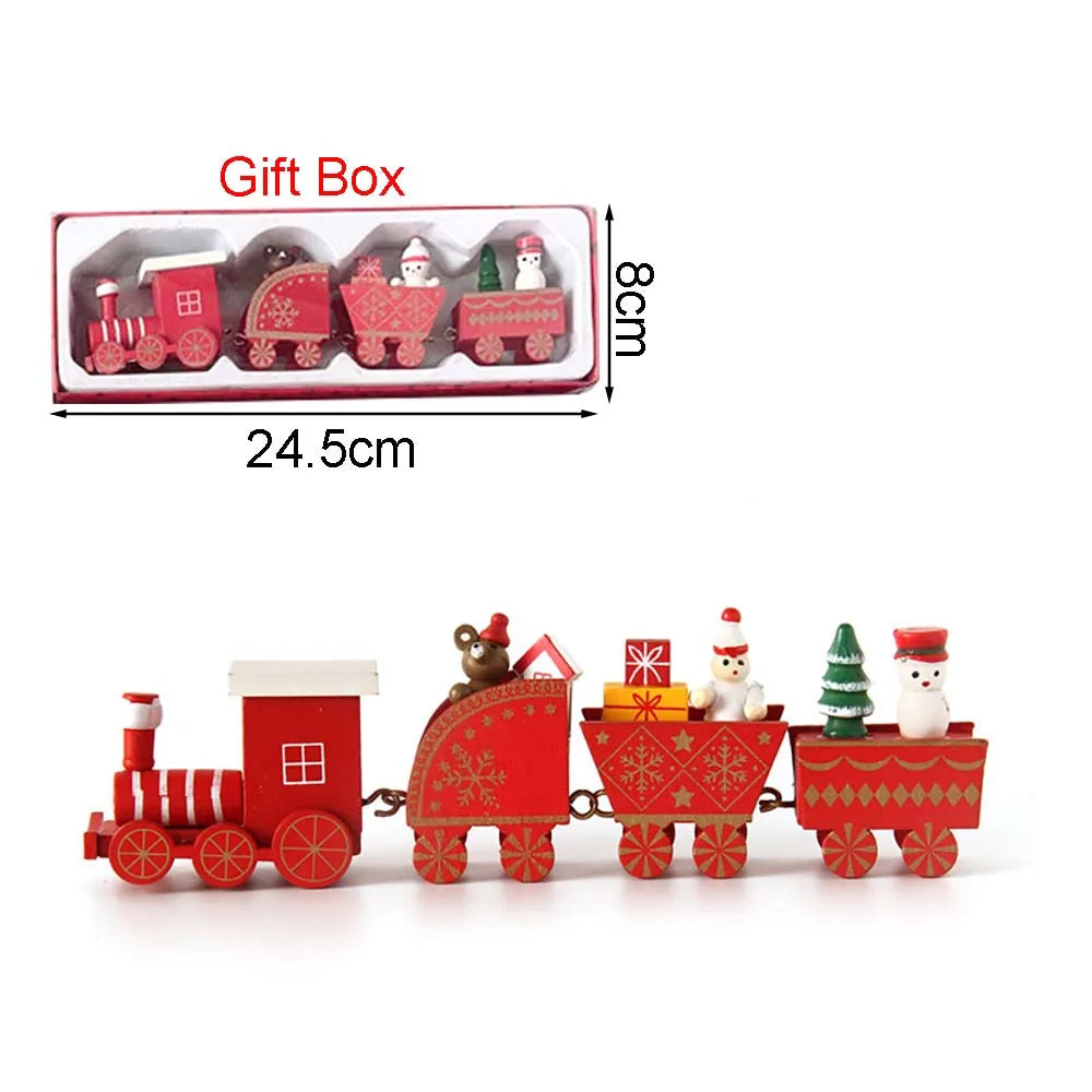 Christmas wood train decoration,christmas ornaments with moving train,home noel,happy new year 2025 gifts - red style b