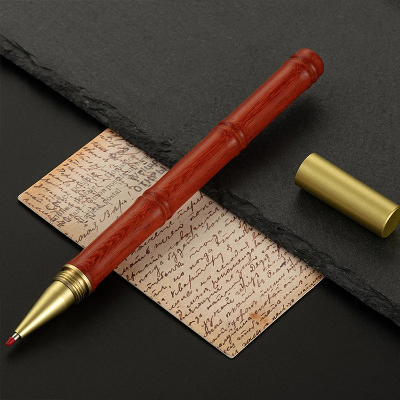 Vintage sandalwood wood bamboo joint gel pen environmental solid writing business signature school supplies stationery