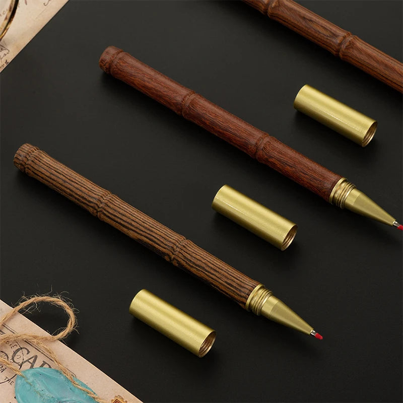 Vintage sandalwood wood bamboo joint gel pen environmental solid writing business signature school supplies stationery