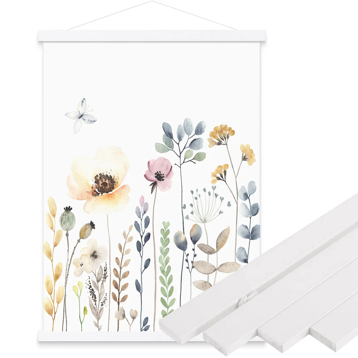 Magnetic wooden picture hanger frames poster photos wall art canvas prints paintings teak pine wood living room home