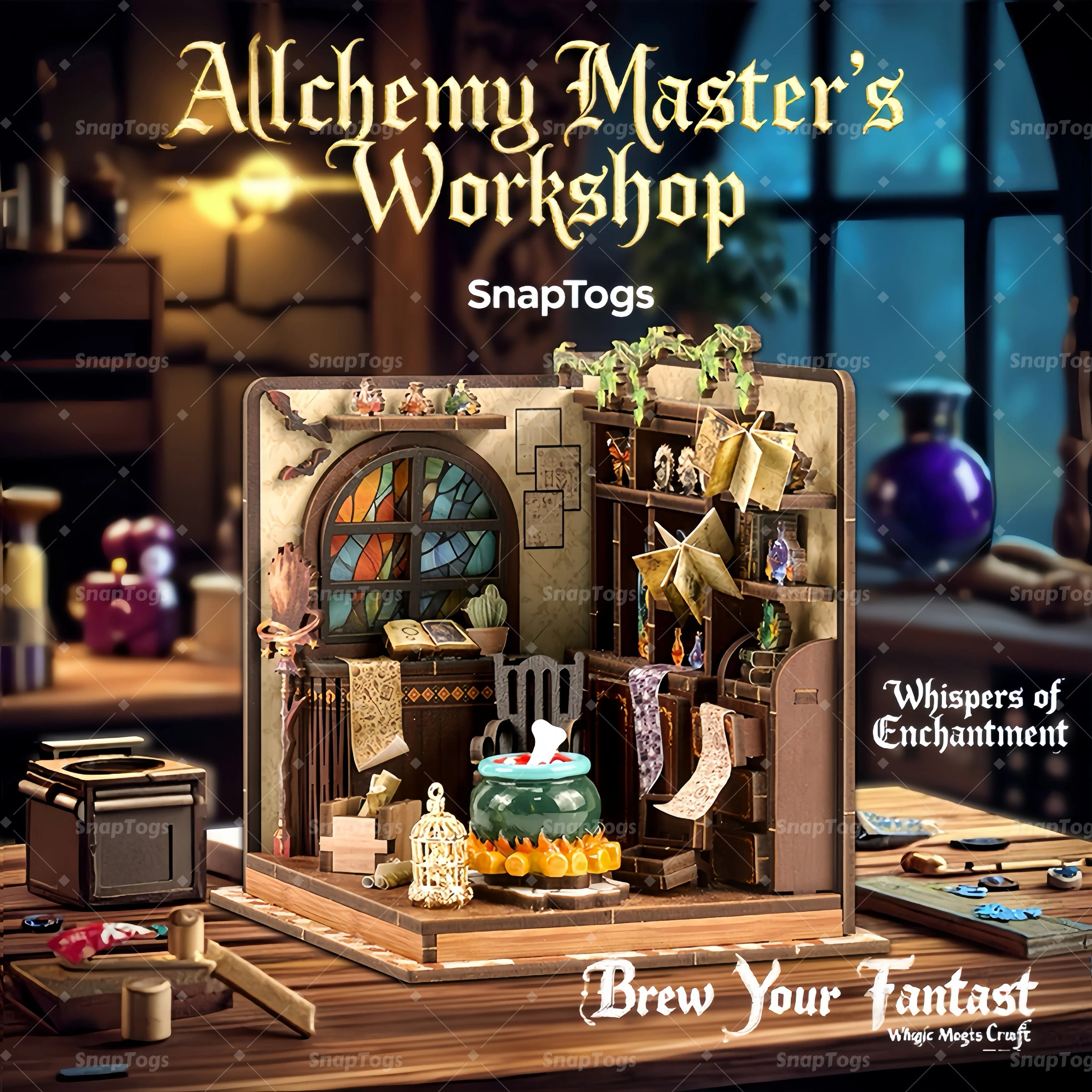 Snaptogs 3d wooden puzzle alchemy master creative handmade miniature house model new design diy kit dreamy gift