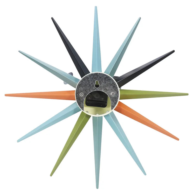 48cm sunburst atomic wooden wall clock mid century multi color handmade antique modern star for bedroom living room