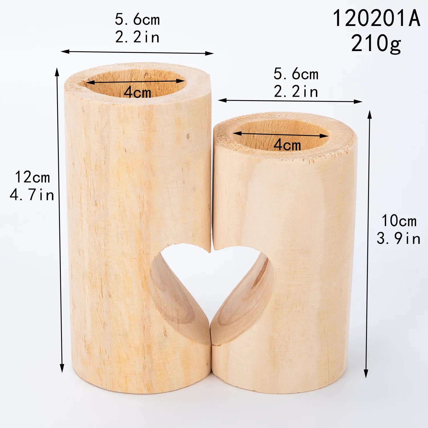 Tealight candle holder wood holders for table set of 2 combined heart stands home decor romantic decoration - 120201a