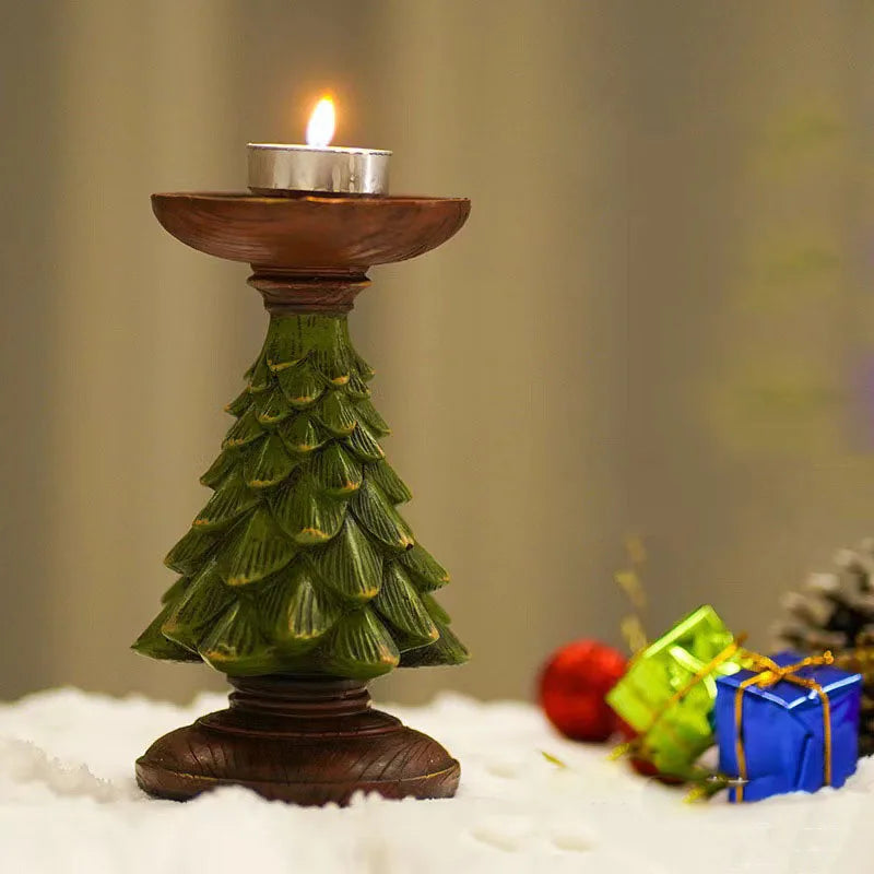 Christmas tree candle holder ornaments ins style european home living room desktop decoration crafts wooden - 1pc