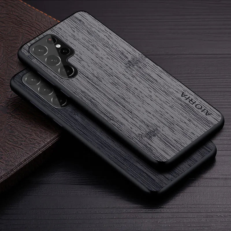 Case for samsung galaxy s24 s25 s22 s23 ultra plus edge fe coque bamboo wood pattern leather cover funda samsung s24