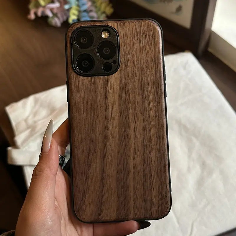 Compatible with iphone 11/12/13/14/15/16 – handmade walnut wood protective case