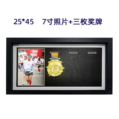 Wooden medal display frame marathon bae creative picture stand storage organizer modern simple sle rectangle - original