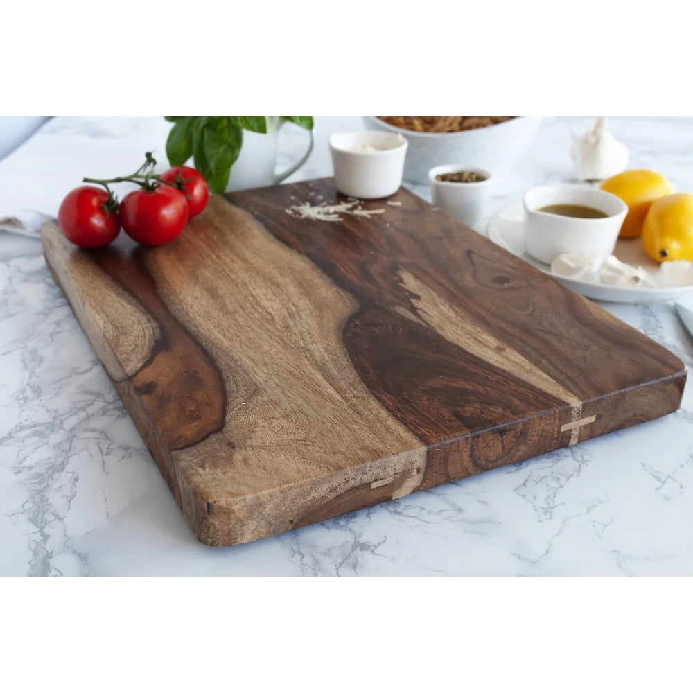 Sheesham wood cutting board 12x16 durable food grade non-slip kitchen chopping with juice grooves easy clean reversible