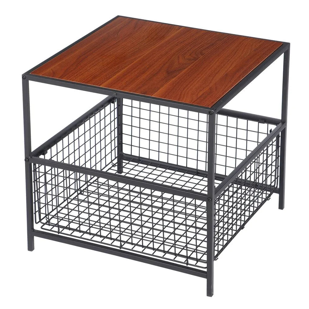 20 side table w/storage basket sturdy coffee versatile tea red for office - brown / united states