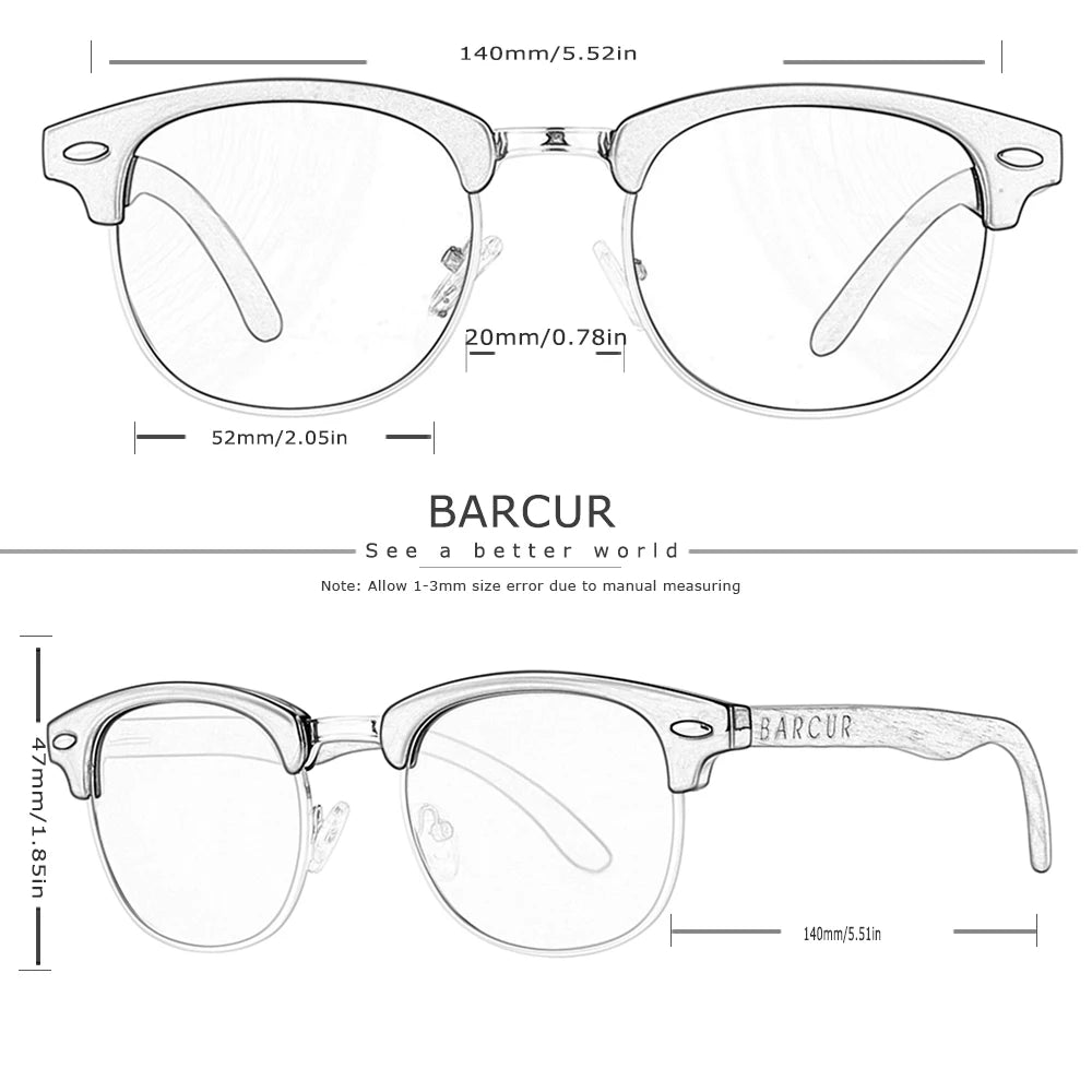 Barcur natural wooden sunglasses for women polarized walnut mens sun glasses handmade wood eyewear accessory oculos