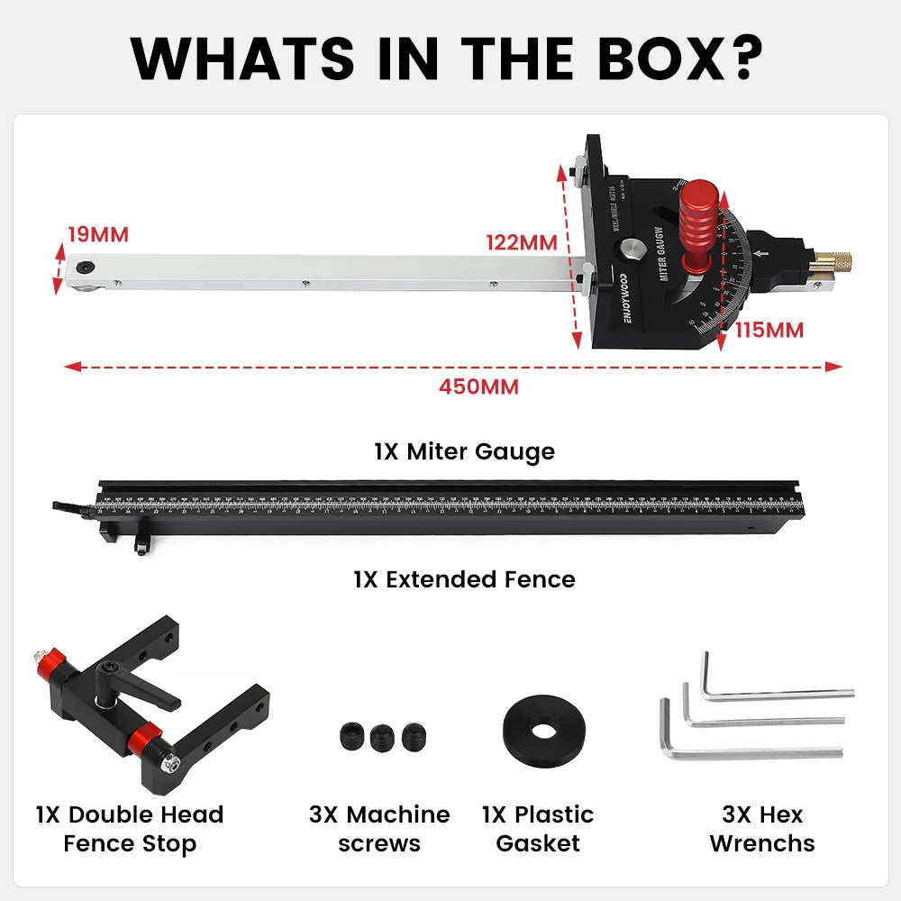 Enjoywood woodworking 0-60 degree angle miter gauge 600-1200mm extended fence for table saw router precision setting