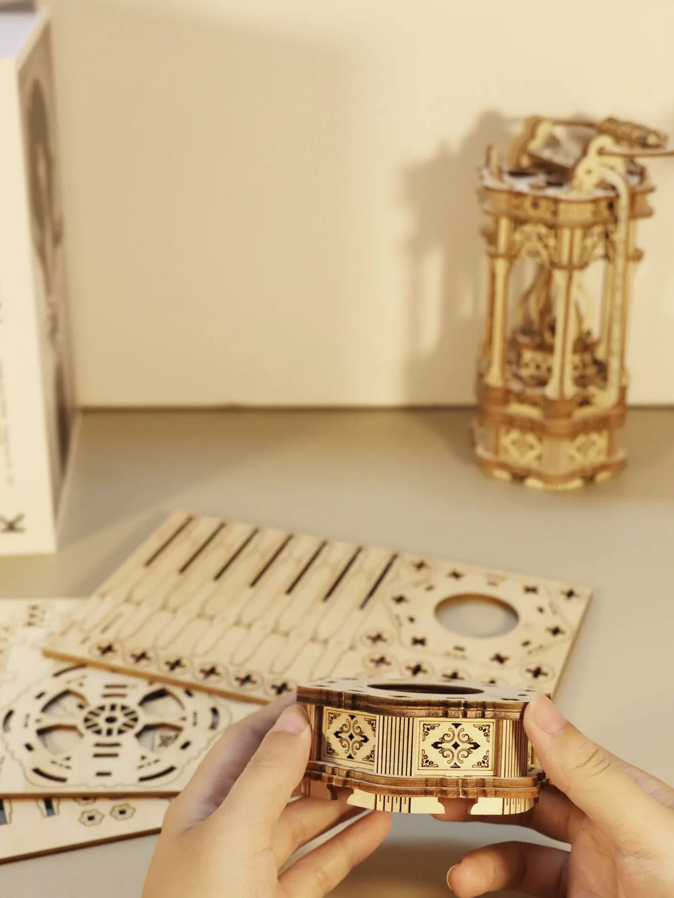 3d wooden puzzles for adults handmade diy crafts model kits rotating vintage lantern hands on activity desk decor