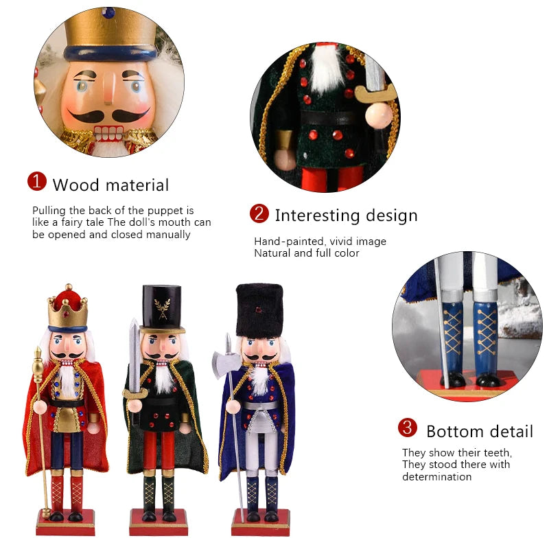 Christmas nutcracker decoration puppet solider cloak king wooden doll walnut handcraft figurine home office decor merry