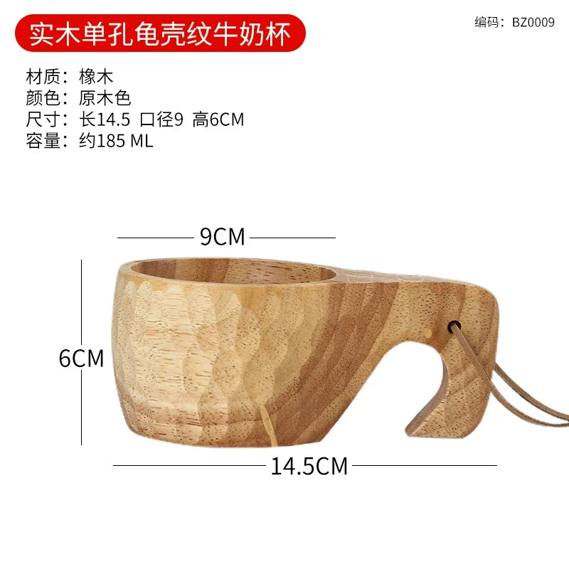 Wooden finland mug creative outdoor camping travel cup nordic style handmade milk coffee bar beer mugs - b7 185ml