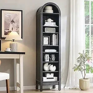 71’’ tall arched bookshelf 8 tiers arch bookcase with storage modern farmhouse book shelf adjustable shelves wood