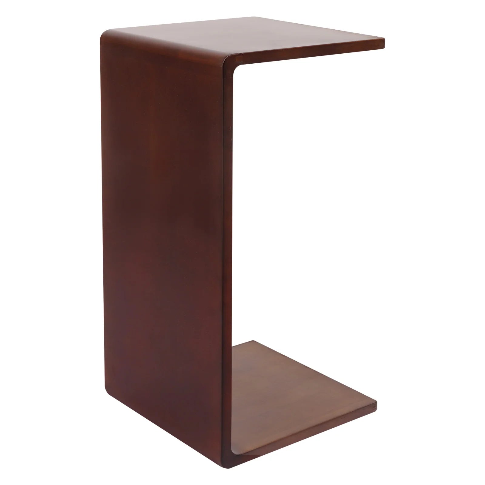 Walnut color solid wood c-shaped end table multifunctional sofa side for living room bedroom - united states