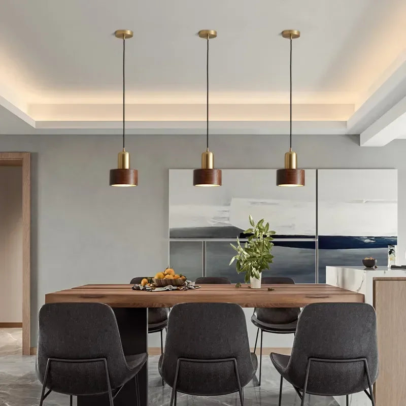 Modern retro walnut wood bedside lamps dining living room bedroom vintage pendant light wall lamp indoor decoration