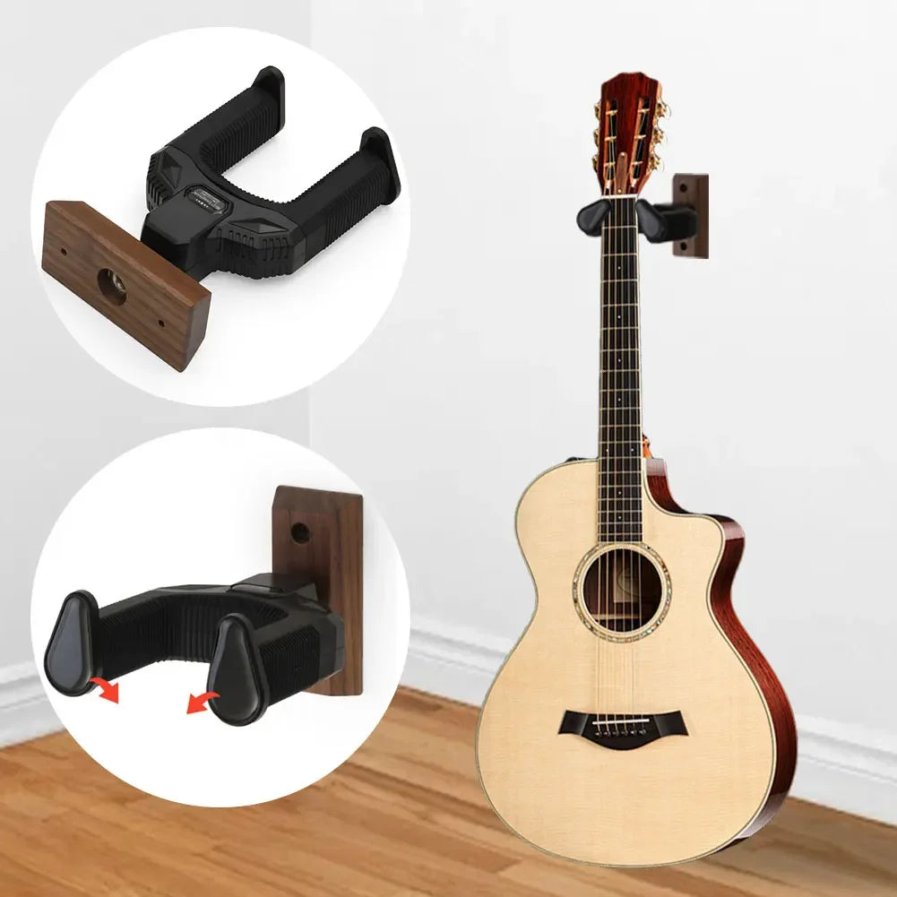 6-1pcs wooden guitar holder stand non-slip display bracket universal wall hanger for electric ukulele bass - 1pcs