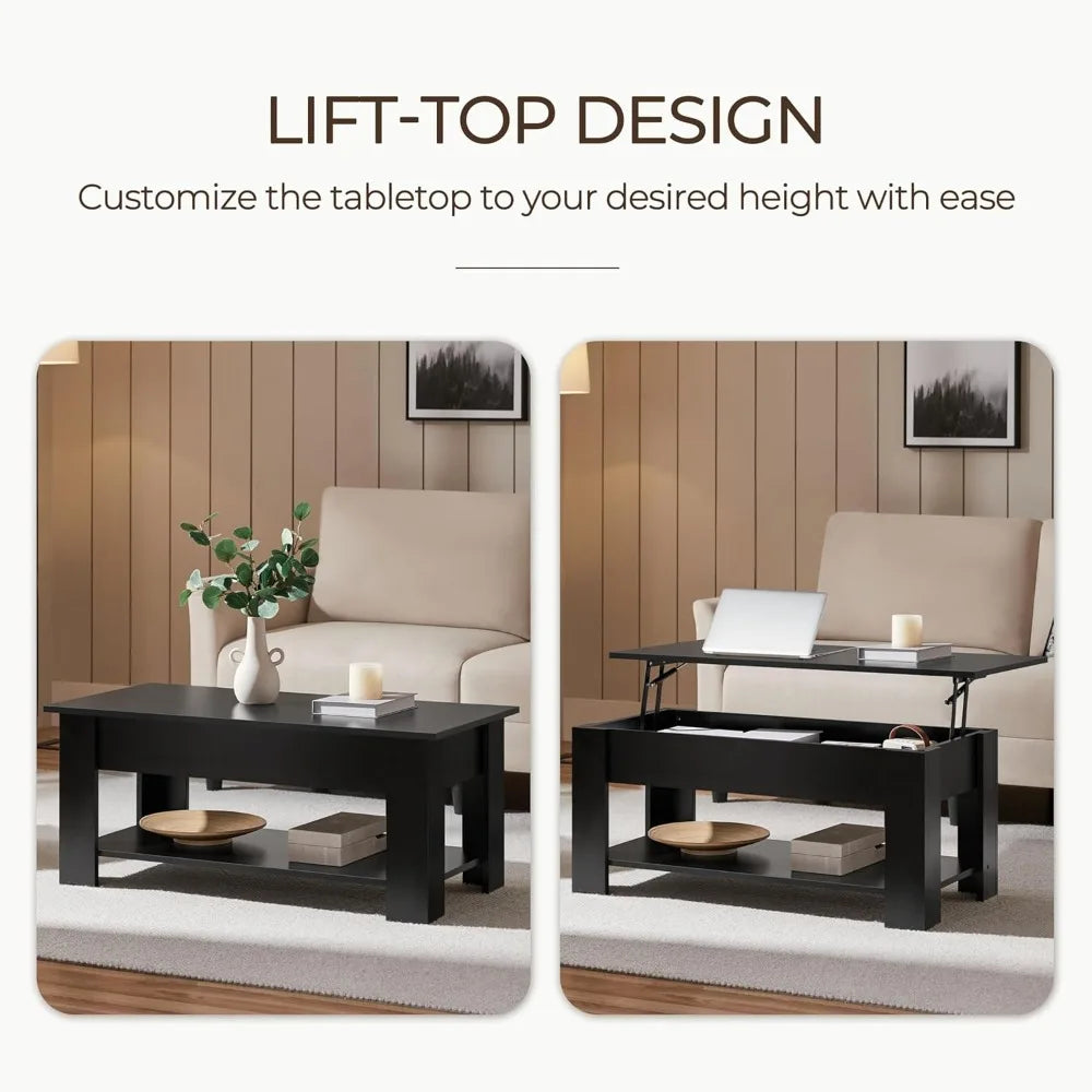 Wooden coffee table lift top with large hidden storage shelf tabletop dining tables for living room