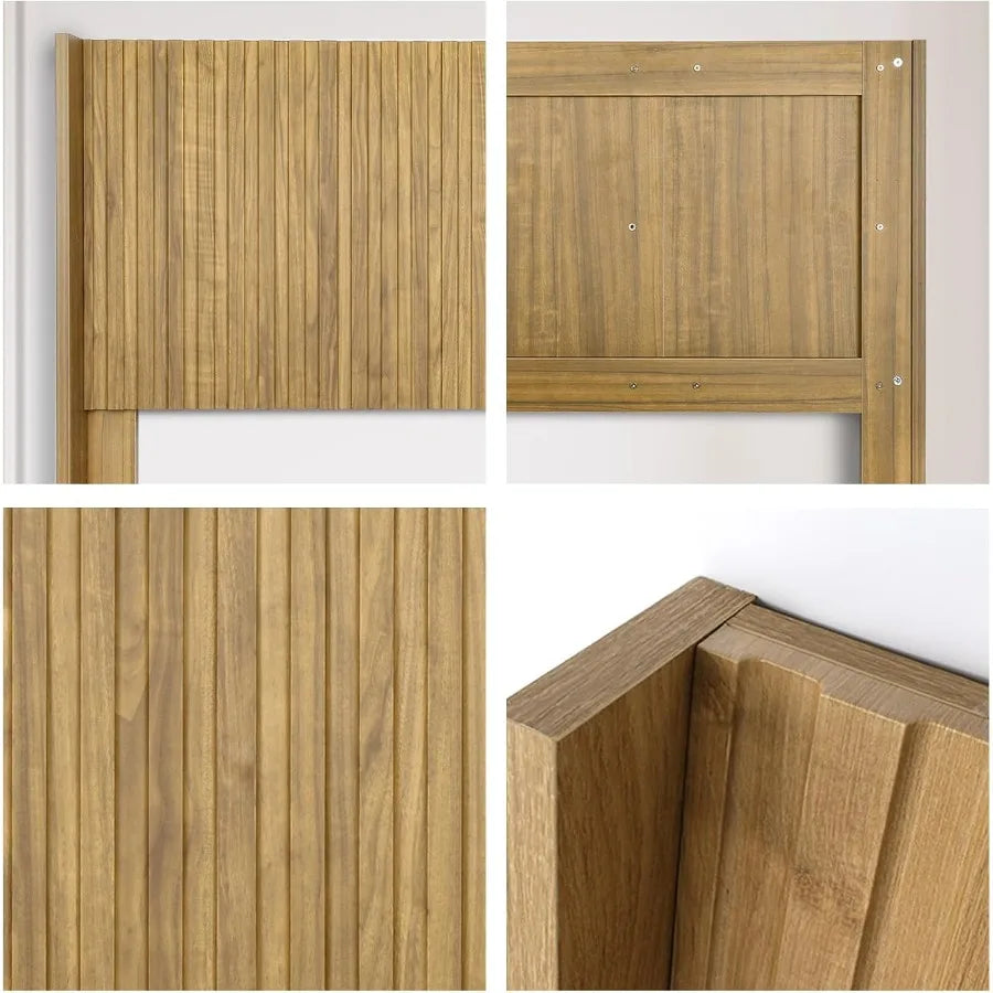 Wooden headboard queen size boho farmhouse fluted wall mounted headboards with wingbacks mid century modern wood panel