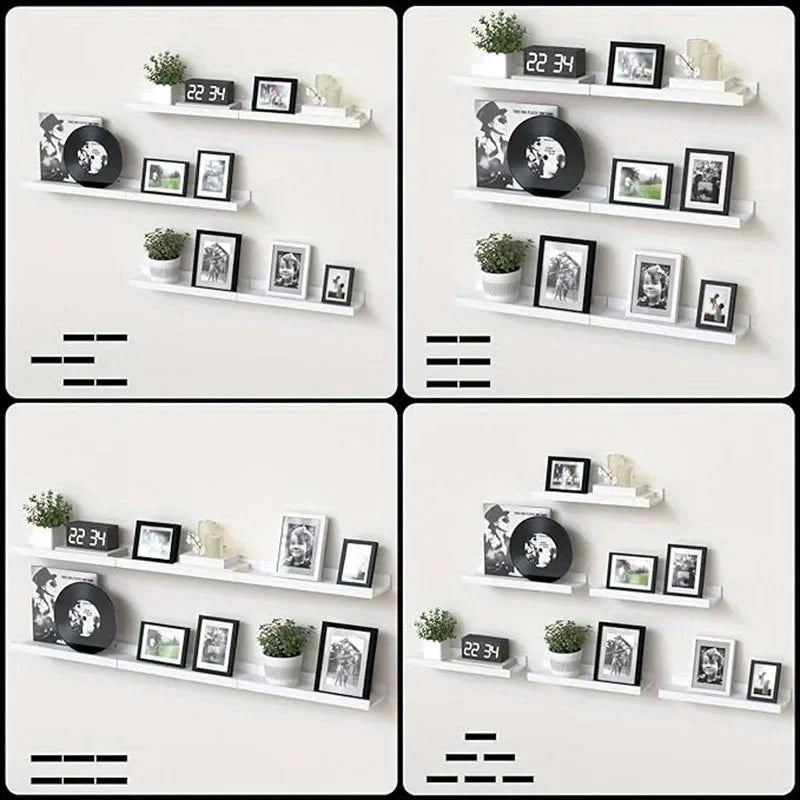 6 pieces wall hanging tv living room solid wood partition honor display stand white - united states / white