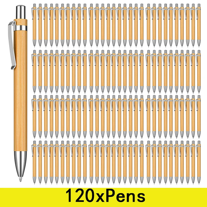 120pcs-bamboo-retractable-ballpoint-pen-black-ink-1-mm-office-products-pens-bamboo-ballpoint-pen-wood-ballpoint-pens