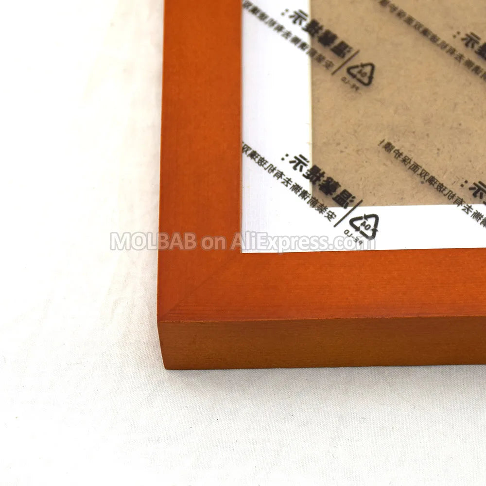 Wooden wall mounted picture frame modern brief style flat molding border with photo mat decoration 7/12/16 inch