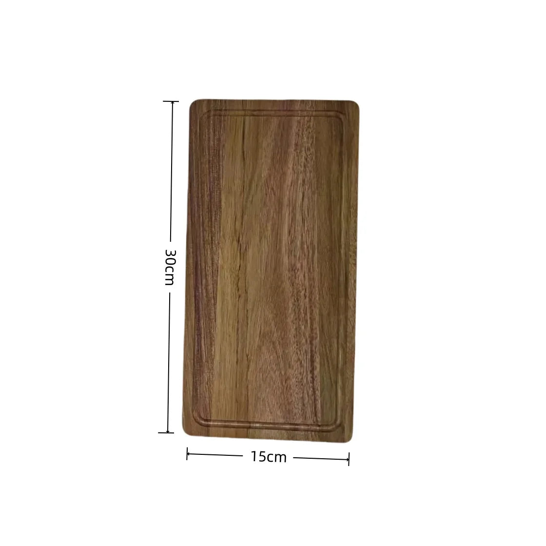 Acacia wood cutting board wooden with juice groove durable chopping for kitchen meat fruit cheese - 30x15x1.5cm
