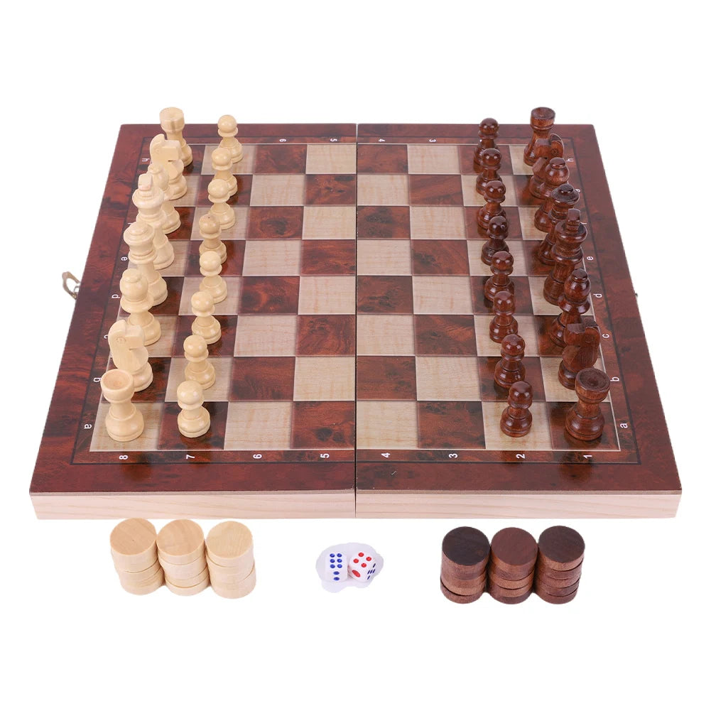 29x29cm 3 in 1 chess chekers backgammon developing strategic thinking wooden set best gifts wood board game for boys