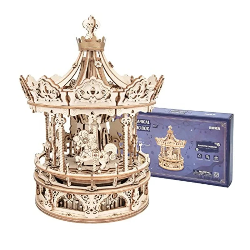 Robotime rokr music box starry night 3d wooden puzzle game assembly model building kits toys for children kids birthday