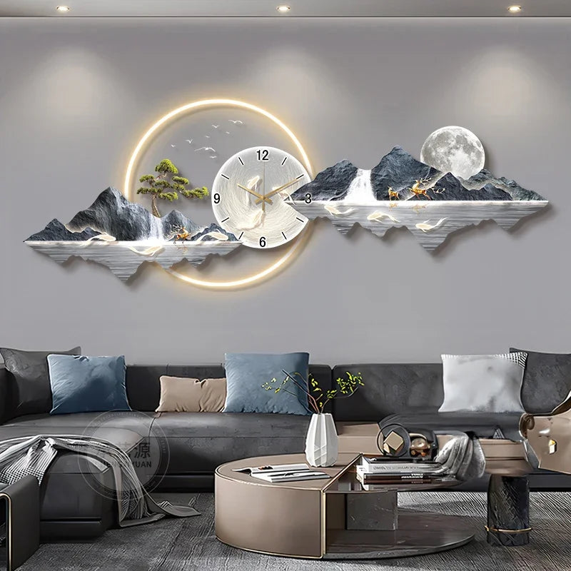 Large led wall clocks art mural luxury wooden restaurant nordic minimalist watch fashion relogio de parede room