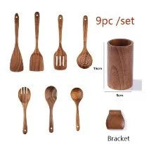5/9pcs/set wooden kitchen utensils set spoons for cooking utensils,natural teak for non-stick pan gift