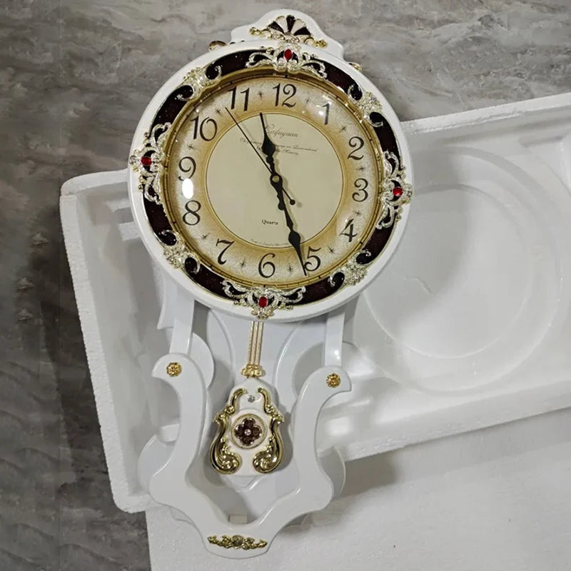 Wood vintage wall clocks silent pendulum clock nordic large home decor watches living room luxury art decoration