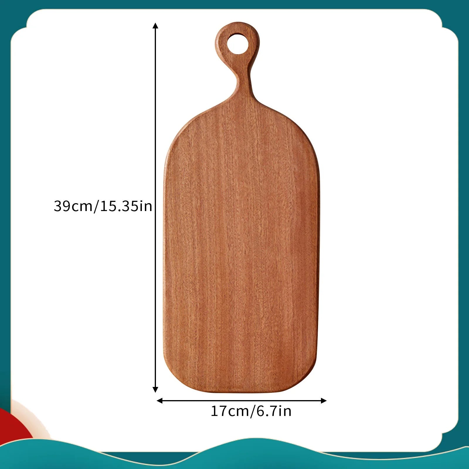 Carved wooden cutting board fruit water cup children’s dining plate steak - 39x17x2cm / one size