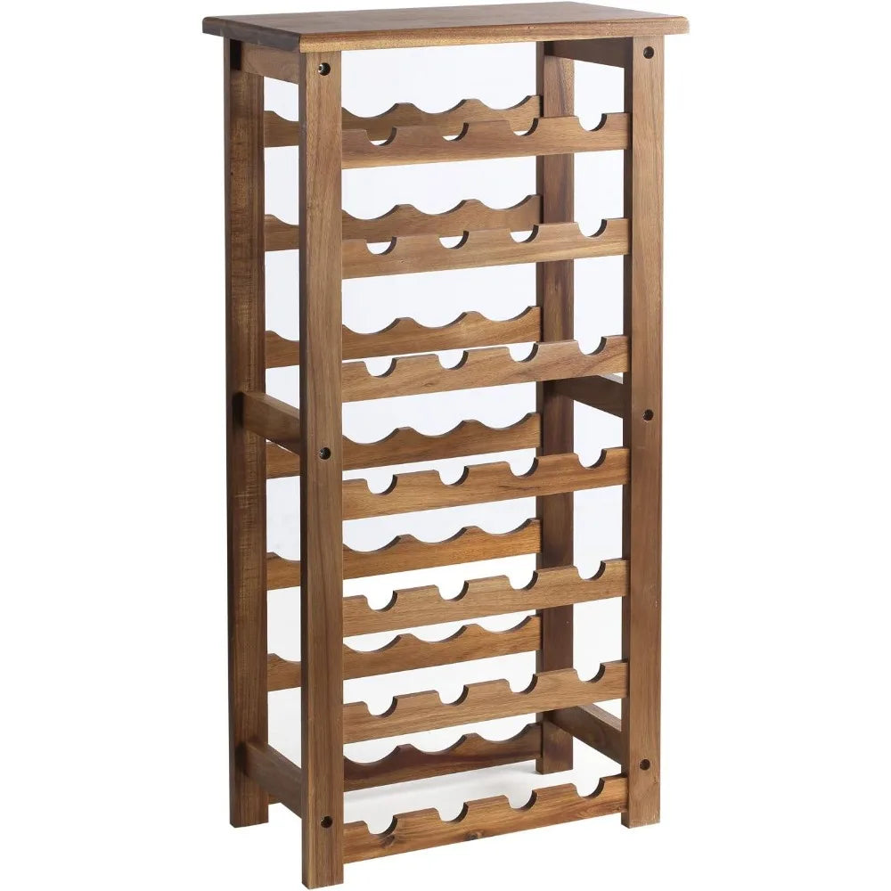 Stylish wooden 7-tier floor wine rack for 28 bottles freestanding storage display kitchen and pantry - united states