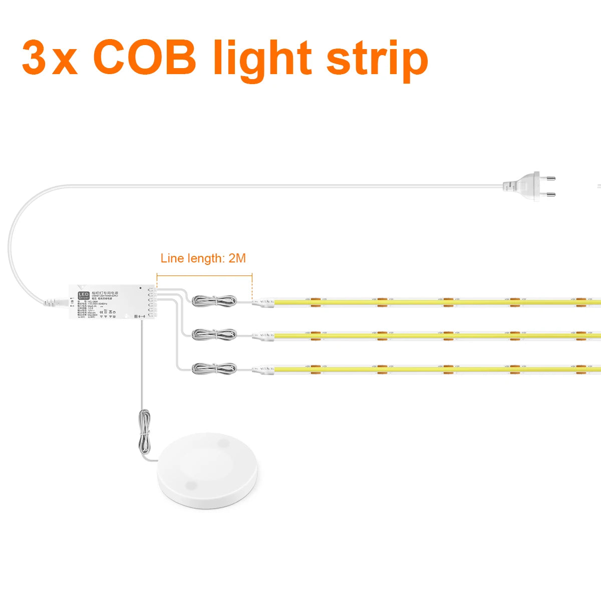 Led acoustic board decorative cob light strip touch dimmable wall background lamp show shelf under cabinet bedroom