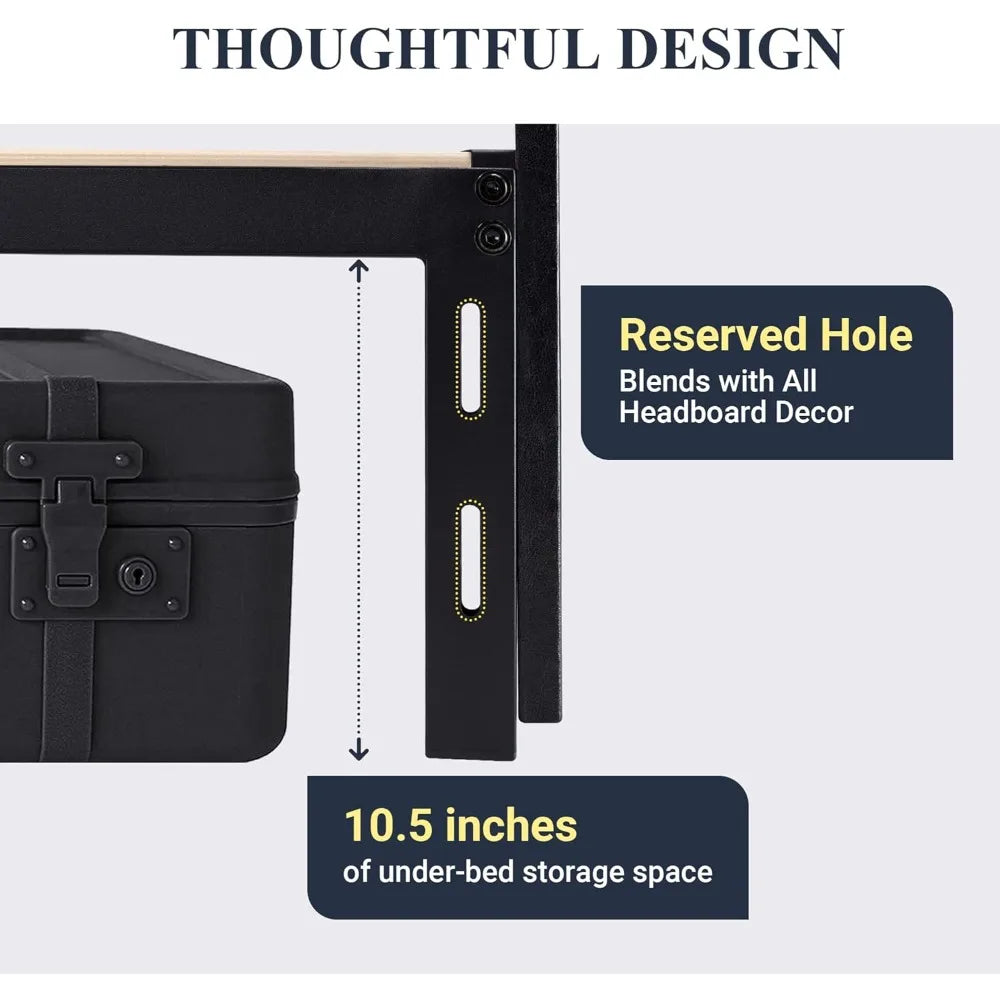 Allewie queen size platform bed frame with 3 storage drawers faux leather upholstered wooden slats support no box