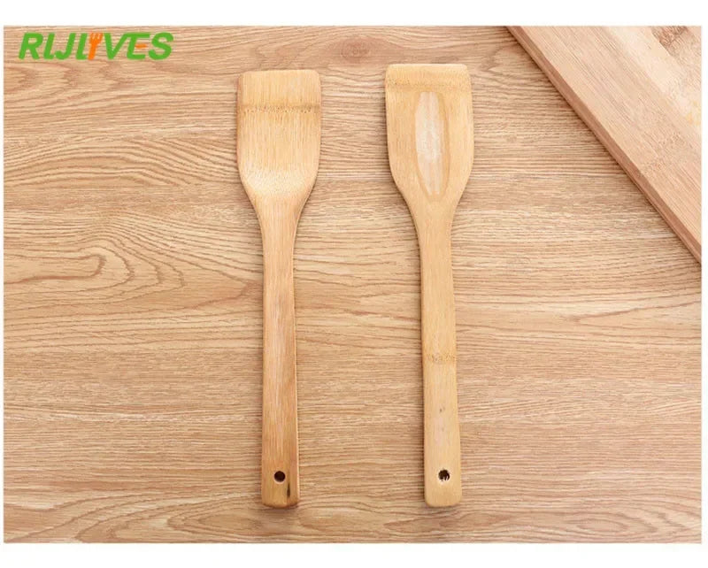 1pc natural health bamboo wood kitchen slotted spatula spoon mixing holder cooking utensils dinner food wok shovels