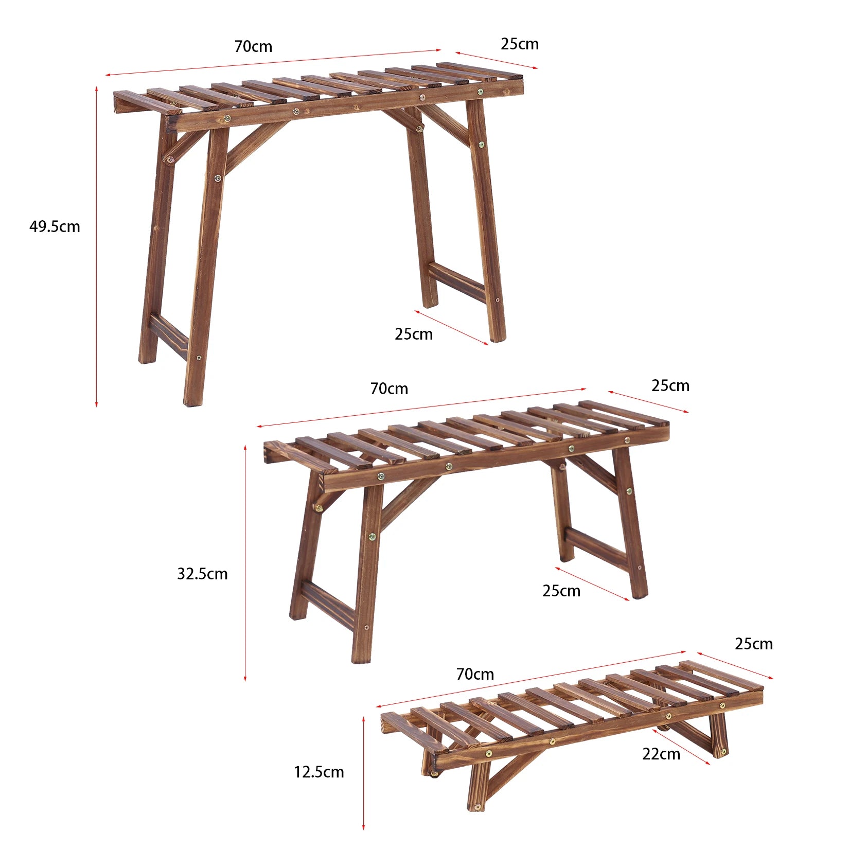 Large 3 tier step plant stand wood ladder shelf garden display for patio indoor outdoor flower pot