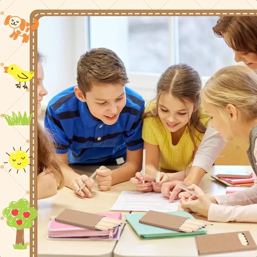 24 packs mini colored pencils bulk 3.5 inch coloring drawing pencil in kraft boxes goodie bags gifts for adult