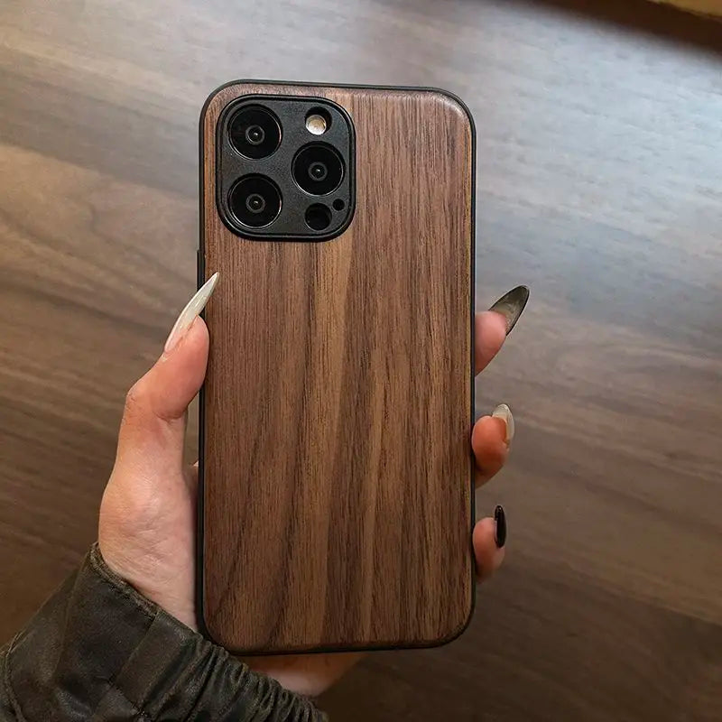 Compatible with iphone 11/12/13/14/15/16 – handmade walnut wood protective case