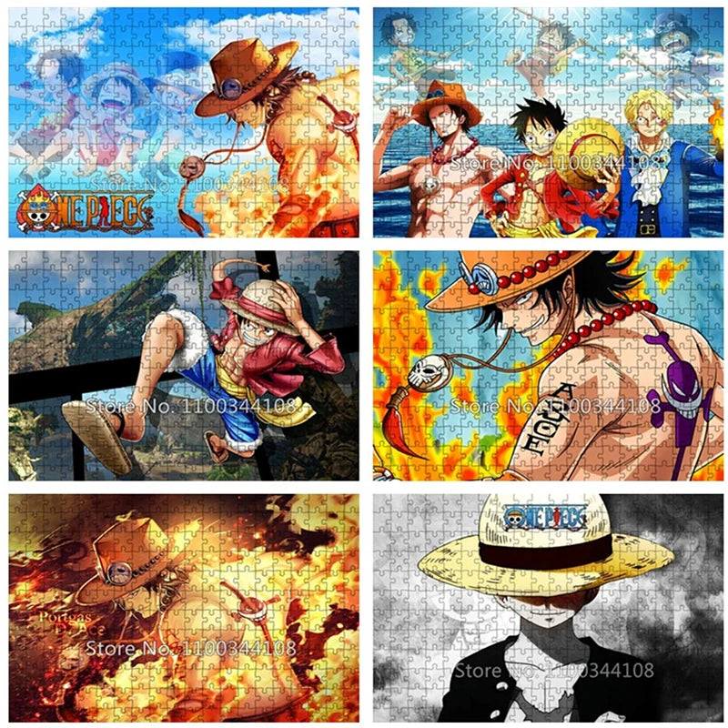300/500/1000 pieces jigsaw puzzles one piece japanese anime puzzle cartoon picture splicing handmade toys for children