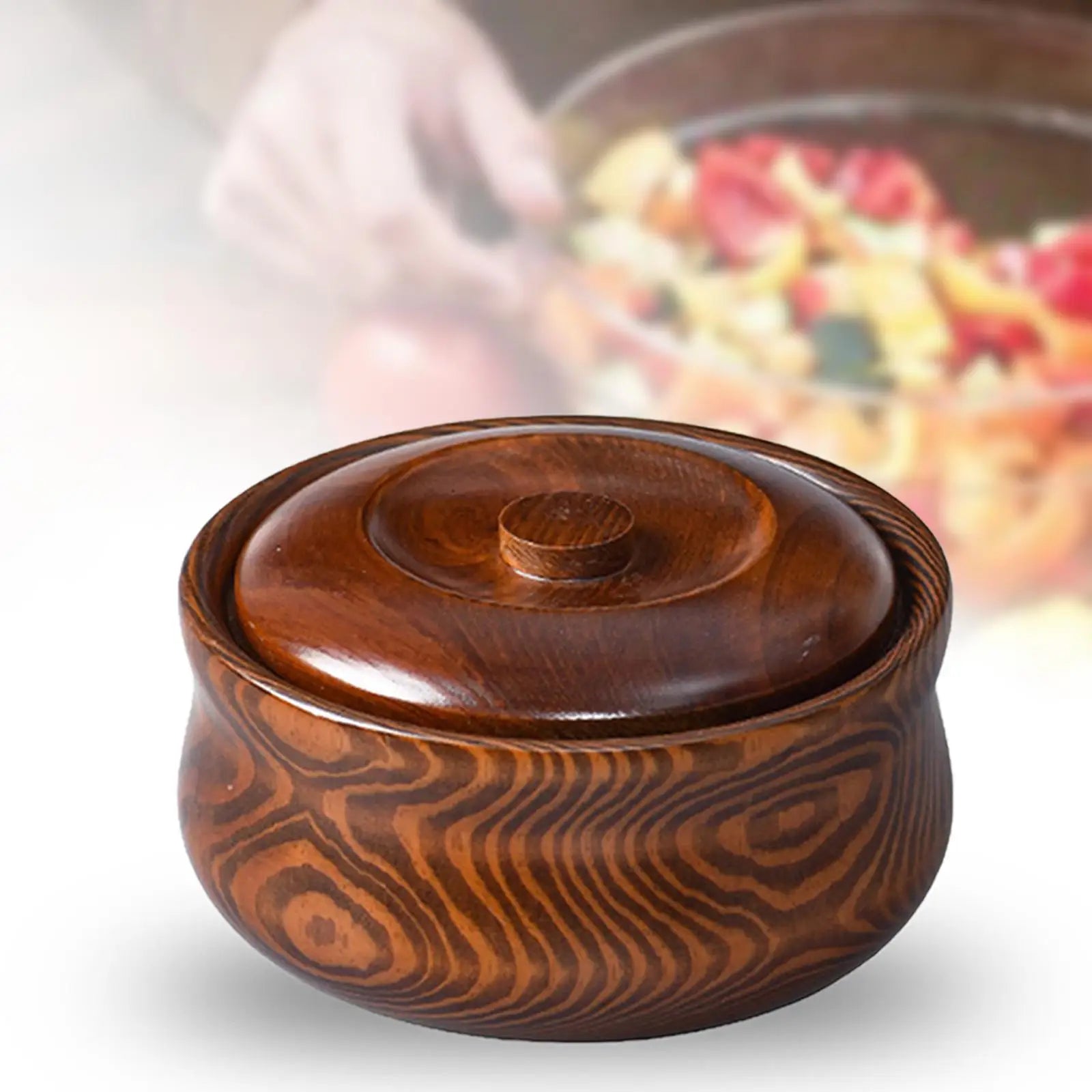 Wooden bowl ramen for kitchen solid wood durable soup decorative container home decoration storage serving