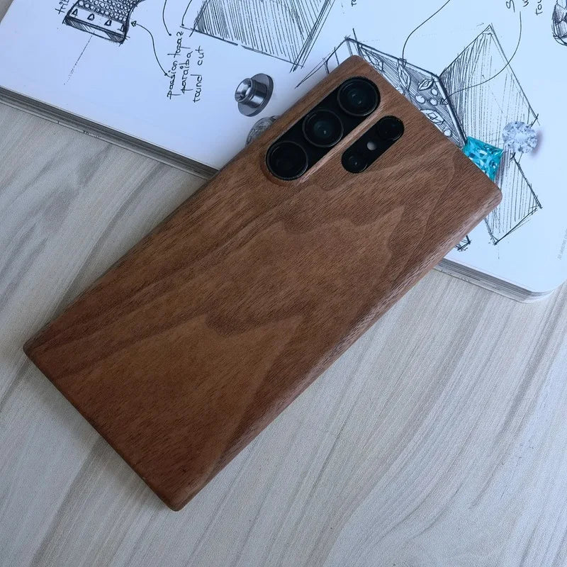 For samsung galaxy s25 ultra s24 s23 s22 s21 note 20 ultra plus walnut enony wood rosewood wooden back case cover