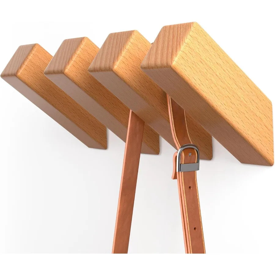 Handmade stylish wooden coat hooks 4pack wall mounted for hanging towels bags hats heavy duty tural wood entryway